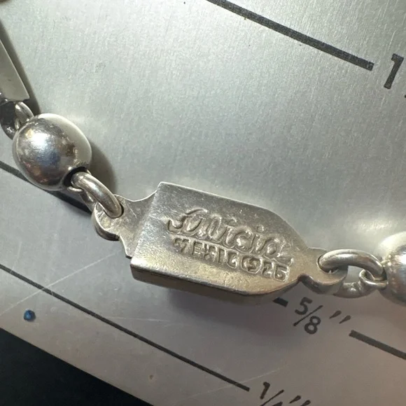Alicia Mexico 925 Sterling Silver Beaded Bar Link Bracelet Signed 18g - Picture 3 of 7
